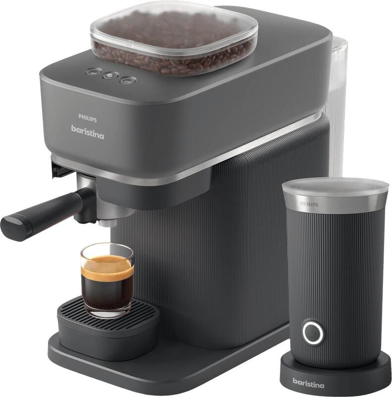 Philips Baristina + Melkopschuimer Bundel BAR308 60 Semi-Automatische Espressomachine Pistonmachine Koffiemachine met bonen 2026 Editie Zwart - Foto 2