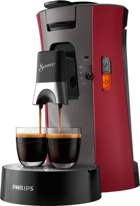 Senseo Koffiepadautomaat Select CSA240 90 van 21% gerecycled plastic en met 3 koffiespecialiteiten donkerrood - Foto 3