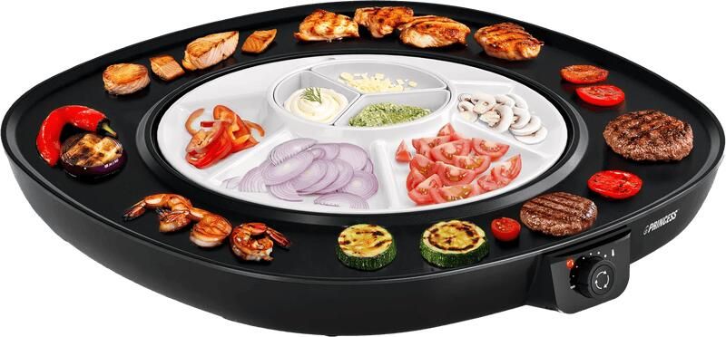 Princess Gourmetstel Table Chef Pirouette Ø45cm 103260 1100W 8 Personen PFAS-Vrij Grillplaat Ronddraaiende plaat Regelbare thermostaat 2 meter snoer - Foto 2