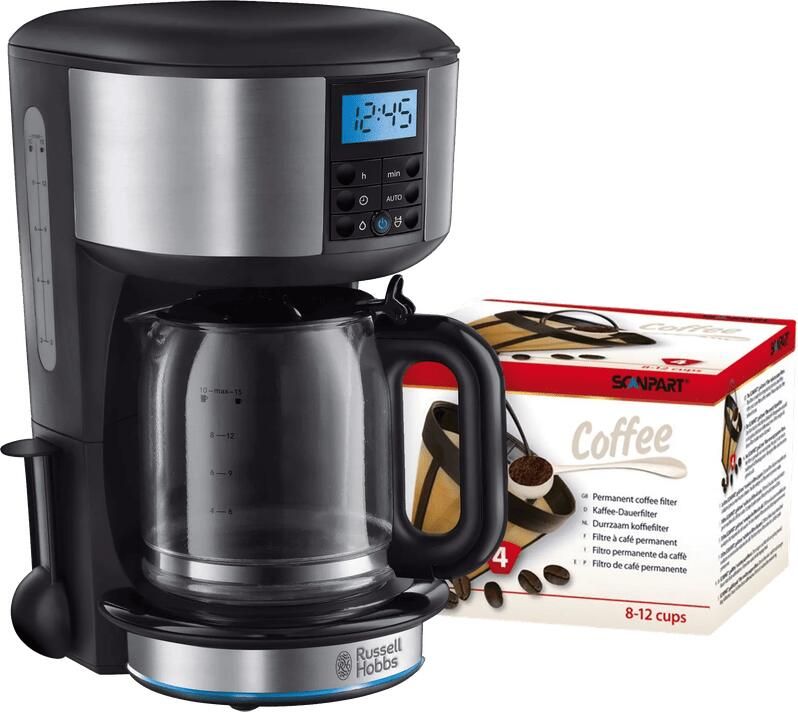 Russell Hobbs Buckingham Zilver Koffiezetapparaat + Scanpart Permanent Filter