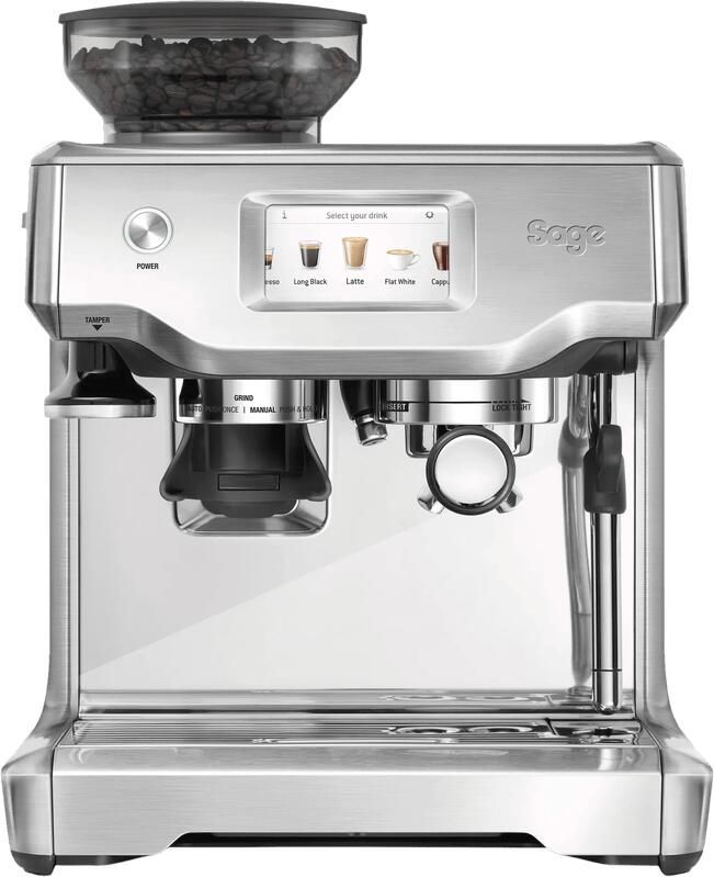 Sage SES880BSS the Barista Touch Brushed Stainless Steel RVS Pistonmachine Touchscreen Automatisch stoompijpje Espressomachine