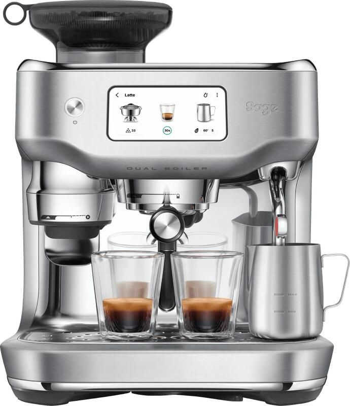 Sage SES995BSS the Oracle Dual Boiler RVS Pistonmachine Touchscreen Dual Boiler Automatische tamper Automatische melkopschuimer Automatische maalstand Espressomachine