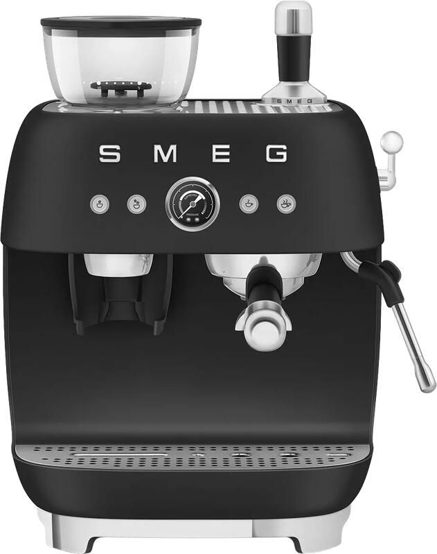 Smeg EGF03BLMEU Espressomachine met Geïntegreerde Bonenmaler Pistonmachine Dubbel Thermoblock 58 mm Filterdrager Professionele Stoompijp '50s Style Mat Zwart