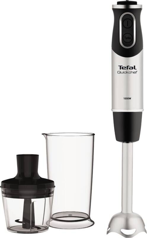 Tefal Quickchef HB6598 Staafmixer Inclusief Mengbeker en Hakmolen Krachtige Prestaties Zilver Zwart 1000W