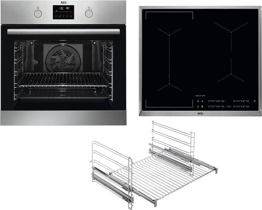 AEG MAXIB306PI Serie 6000 met SurroundCook ring heteluchtsysteem (met pyrolyse) inbouwovenset (inductiekookplaat A+ 72 l)