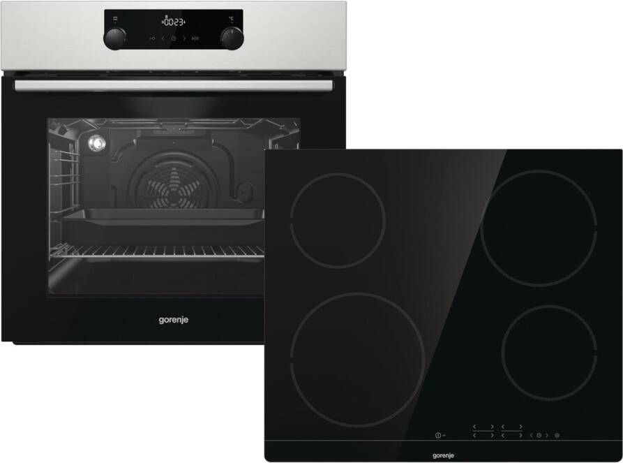 Gorenje Jump Set kookset met glaskeramische kookplaat zwart roestvrij staal
