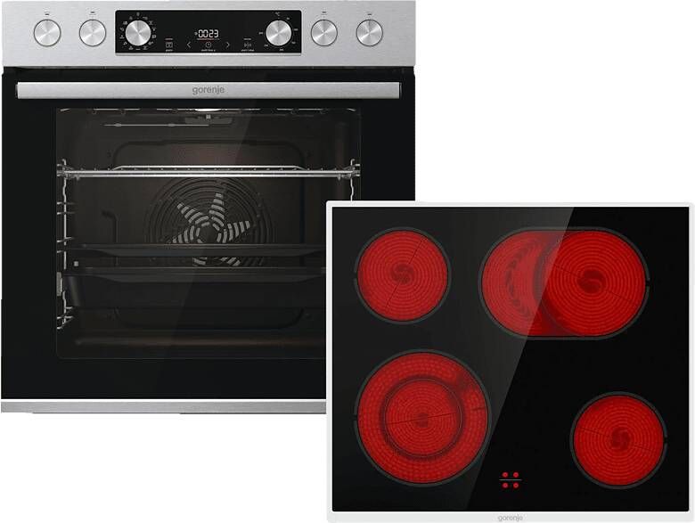 Gorenje STEEL SET4 inbouwovenset (inbouw keramische kookplaat A 77 liter)