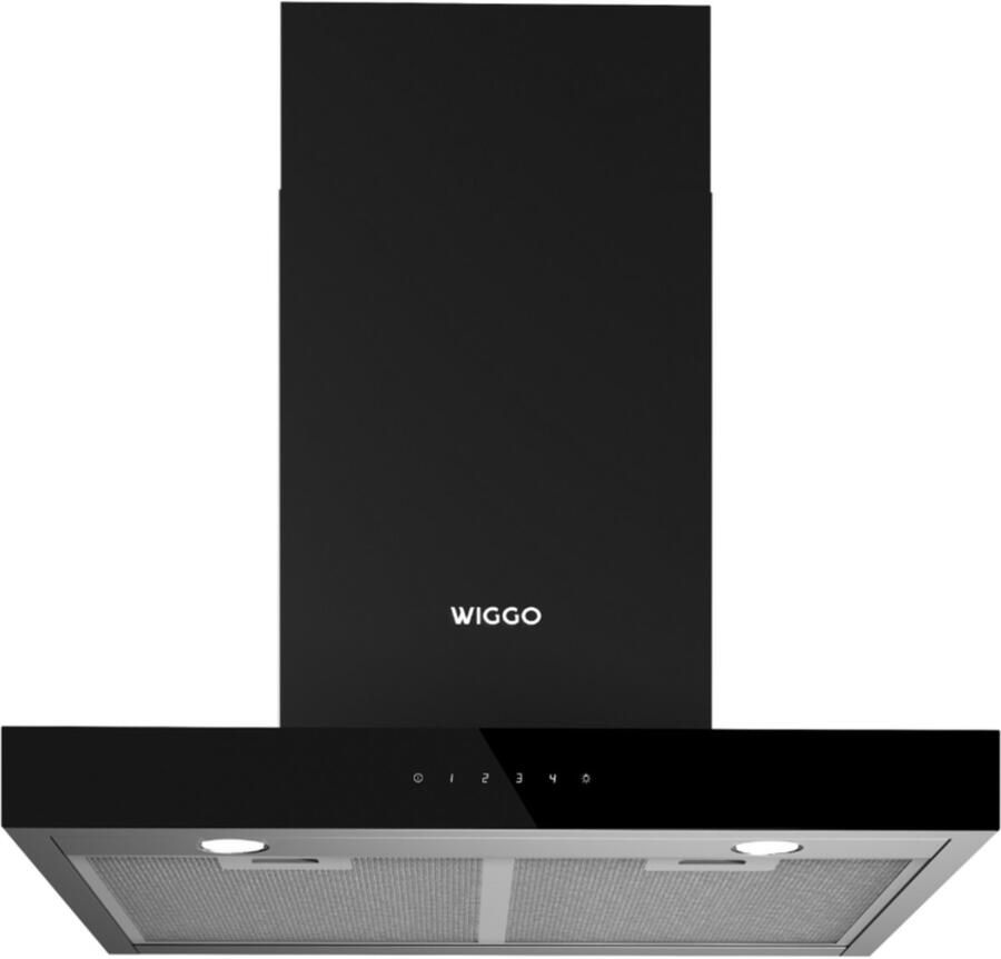 Wiggo WE-A641T(B) – T-Model Wandschouw Afzuigkap 60 cm – Zwart – 650 m³ h – LED Verlichting – Energieklasse A – 5 jaar garantie