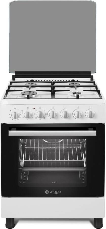 Wiggo WO-E605R(BX) – Vrijstaand Gasfornuis – 60 cm – 4 Gaspitten – Oven 66L – Energieklasse B – 5 Jaar Garantie – Zwart Roestvrijstaal - Foto 2