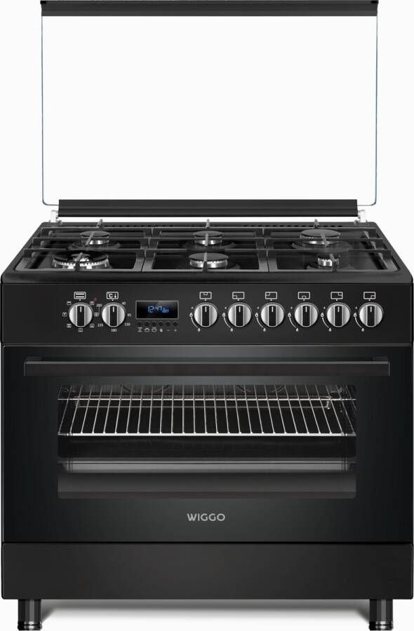 Wiggo WO-E969R(BB) Vrijstaand Gasfornuis 90 cm 110 Liter 6 pitten Energieklasse B 5 jaar garantie Zwart - Foto 3