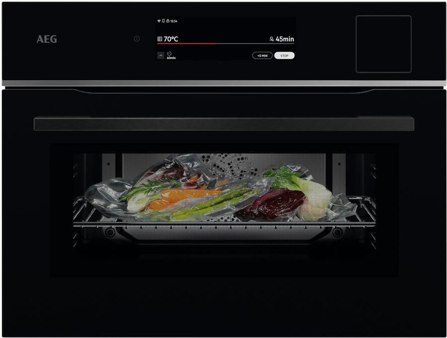 AEG TP8SK721B combi-stoomoven – 45 cm – Hetelucht + stoom – Wi-Fi – Zwart