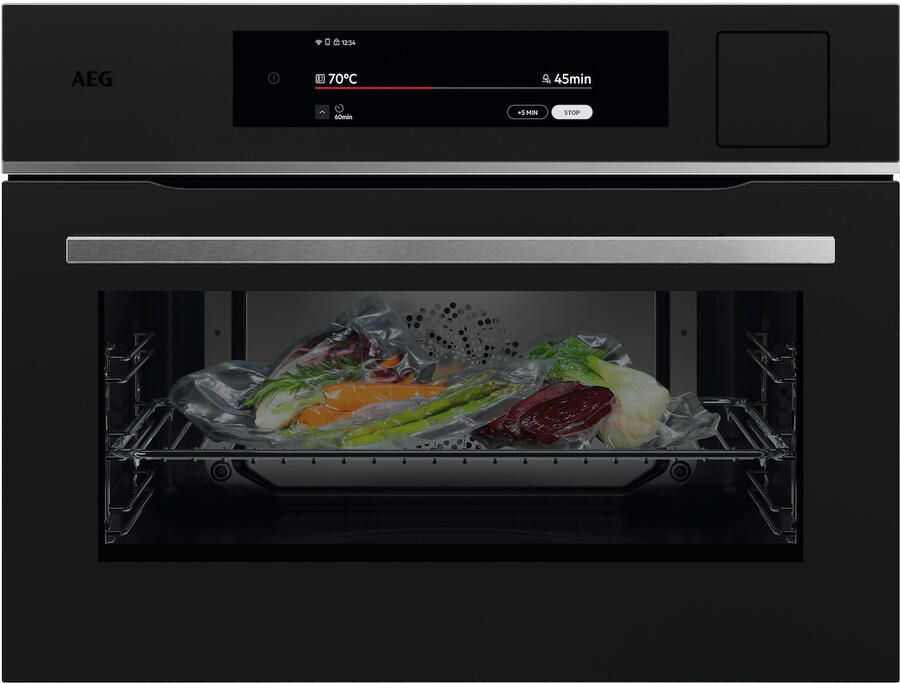 AEG TP9SK821T combi-stoomoven – 45 cm – Hetelucht + stoom – Wi-Fi – Titanium