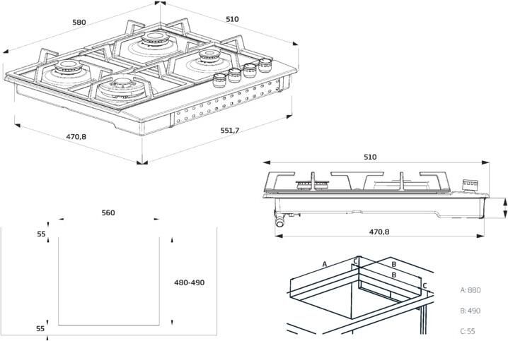 Beko HIAW64325SXNL Gas kookplaat Grijs - Foto 2