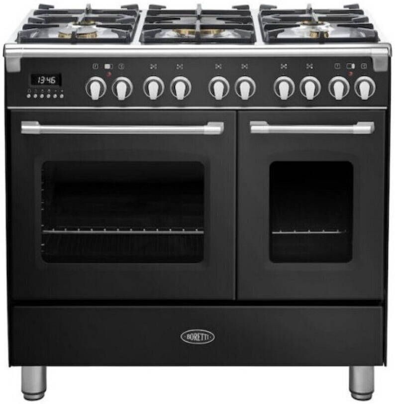Boretti CFBG902ZW3 Gasfornuis 90cm 5 branders incl. Dual Fuel Dubbele oven 70+45L ZW - Foto 2