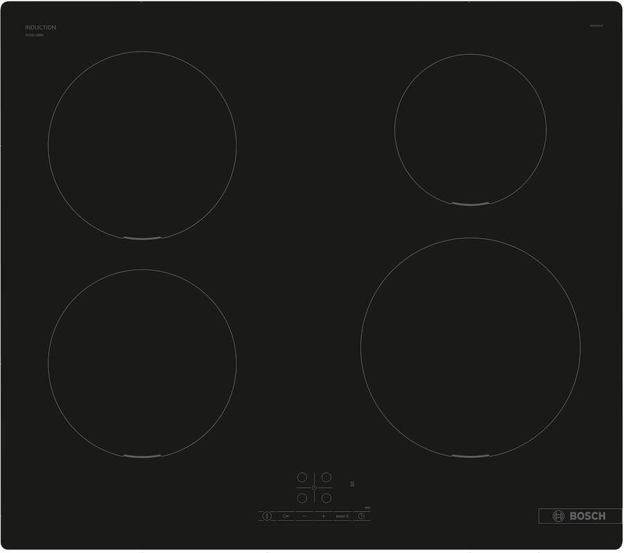 Bosch PUE611BB5D Serie 4 Inbouw Inductiekookplaat 60 cm Power Boost: tot wel 35% meer vermogen Touch Select: selecteer makkelijk je gewenste kookzone en vermogensstand