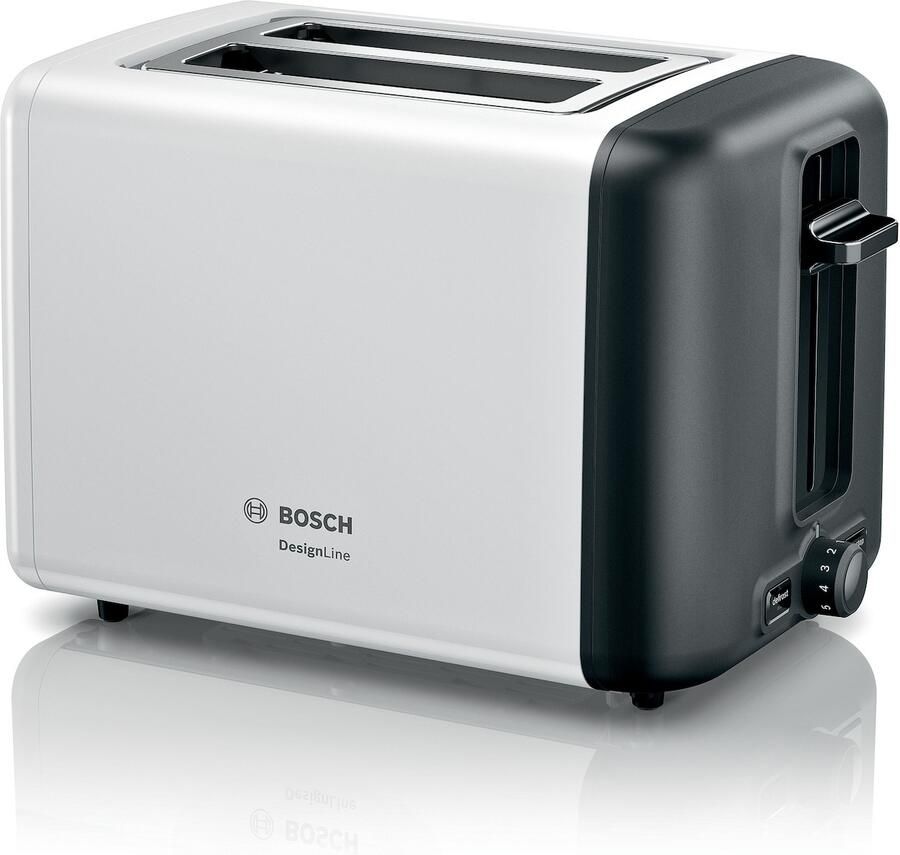 Bosch TAT3P421 broodrooster 2 snede(n) 970 W Zwart Wit Compacte
