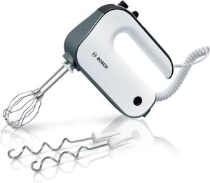 BOSCH Handmixer MFQ49300 5 treden plus turbofunctie spiraalsnoer 2 edelstalen roergardes 2 edelstalen deeghaken wit zilver