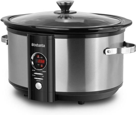 Brabantia BBEK1083 Slowcooker 6.5 Liter 320 Watt Warmhoudfunctie Keramische Binnenpan RVS