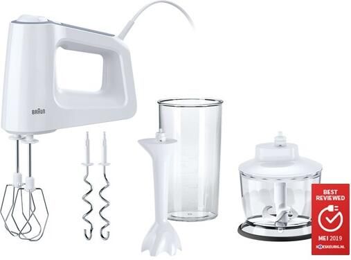 Braun Handmixer MultiMix 3 HM 3135 WH 500W 5 Geschwindigkeiten + Turbo Pürierstab 5 niveaus - Foto 3