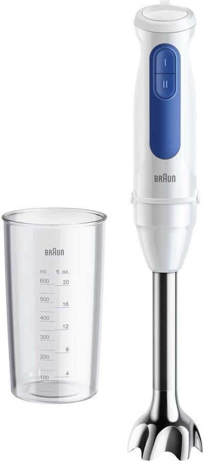 Braun MultiQuick 3 MQ30.001M – Staafmixer Eenvoudige bediening 2 snelheden RVS Staafmixervoet en 600 ml beker Wit 900 W