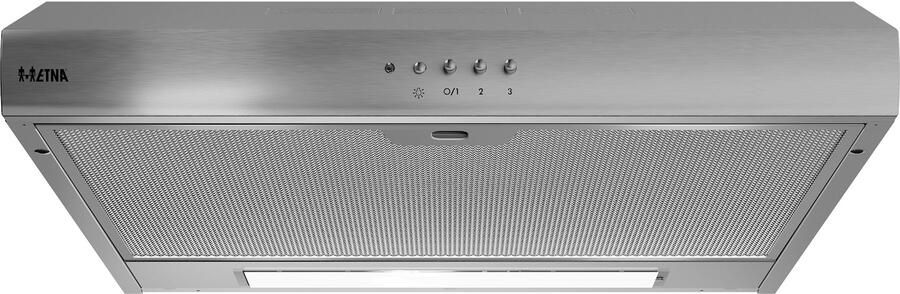 ETNA AO461RVS Onderbouw Afzuigkap RVS 60 cm 3 standen Mechanische druktoetsen LED verlichting Geschikt voor afvoer naar buiten en recirculatie 1 motor