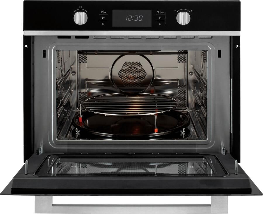 ETNA Zwart- Inbouw Combi-Magnetron 44L Magnetron Oven en Grill 20 Automatische Programma's RVS Kinderslot 36 cm Draaiplateau