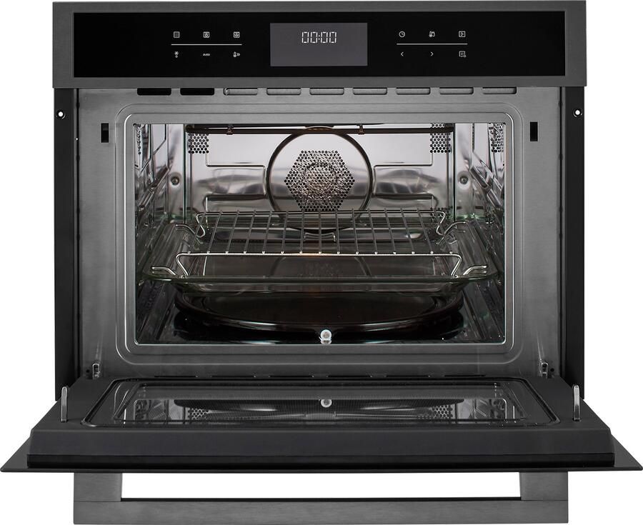 ETNA CM644Ti Inbouw combimagnetron 44L Black Titanium Turbo hetelucht 900W Magnetron Touch Control Grill Glazen bakplaat