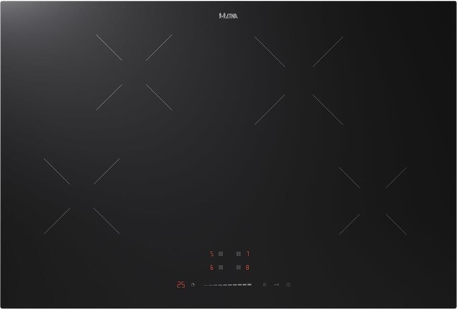 ETNA KI377ZT Inductiekookplaat (77 cm) 4 kookzones Sliderbediening Keramisch glas Kinderslot Panherkenning 4 Timers