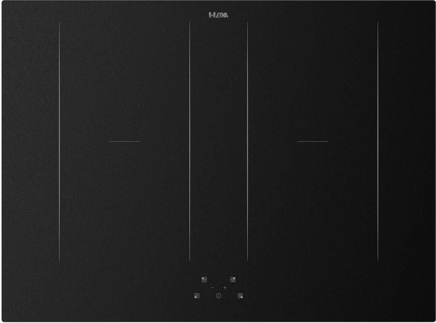 ETNA KIF472MG Inductiekookplaat met dubbele flexzones Matglas (5x Krasbestendiger) 70 cm breed 1 of 2-fasen tiptoetsbediening panherkenning boostfunctie en timer per zone