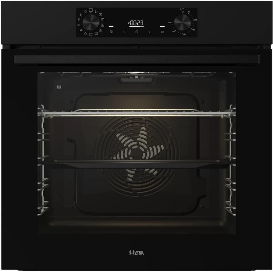 ETNA OP316MZ Inbouwoven Pizza oven (tot 300°C) Turbo Hetelucht Pyrolyse Matzwart 77 Liter Snel Voorverwarmen