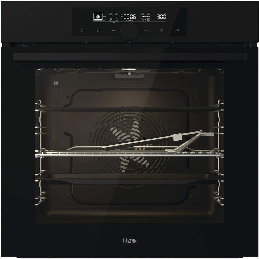 ETNA OPZ916MZ Pizza Oven tot 350°C Turbo Hetelucht Pyrolyse Matzwart 77 Liter Snel Voorverwarmen