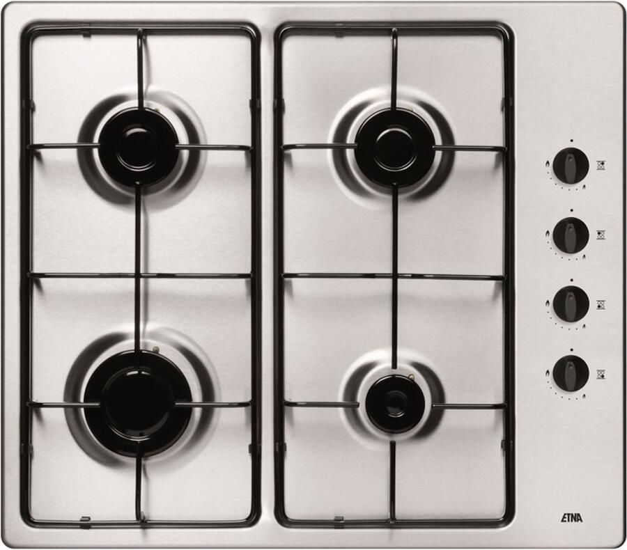 ETNA T106VRVSF Gaskookplaat RVS 4 pits Handmatige ontsteking Vlambeveiliging: geen vlam = geen gas