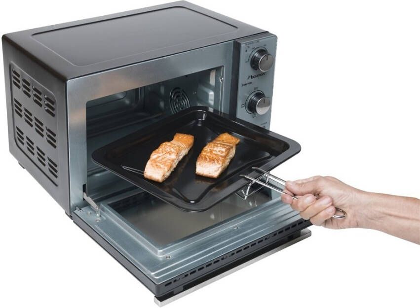 Bestron vrijstaande Mini Oven met 20L volume Bakoven inlcusief Grillrooster & Bakschaal met 3 programma's: Bovenwarmte Onderwarmte en Bovenwarmte + Onderwarmte tot max. 230 °C timerfunctie & indicatielampje 1300 Watt zilver zwart - Foto 6