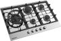 Inventum IKG7523WGRVS Inbouw gaskookplaat 75 cm 5 kookzones Wokbrander Gietijzeren pandragers RVS Zwart - Thumbnail 2