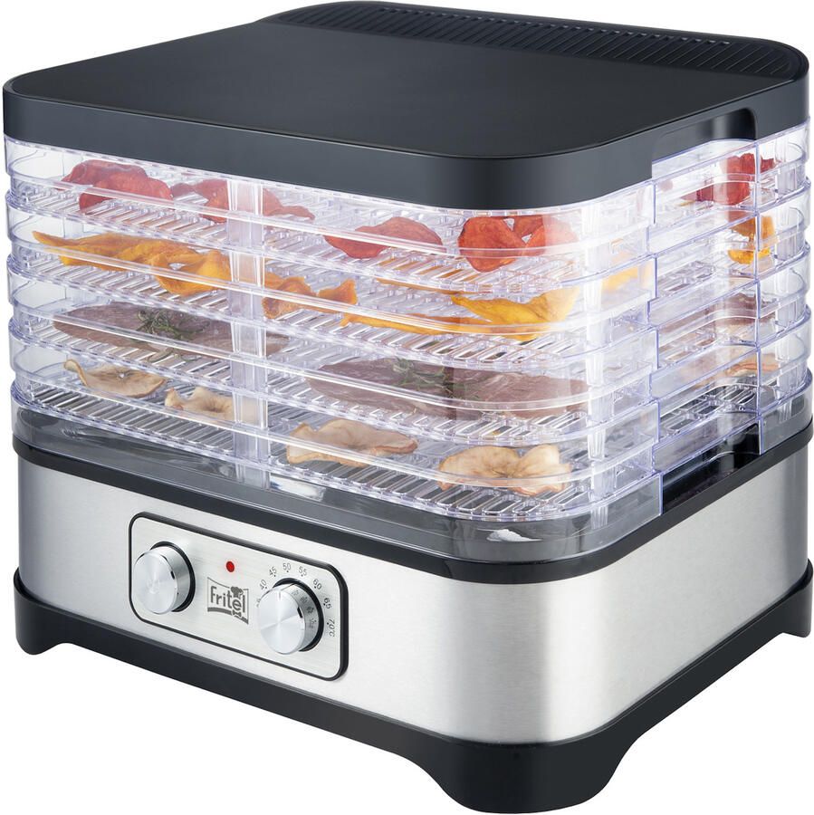 Fritel Dehydrator DH 2025 Droogapparaat Voedseldroger Droogoven 5 Laags 35°C tot 70°C 250W 2 Stapelwijzen BPA-vrij Groenten Fruit Kruiden Vis Vlees