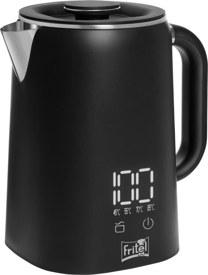 Fritel WK 2595 Waterkoker 1 7 liter- Heetwaterkoker Waterverwarmer Touch display Antislipvoet Keep-Warm functie 1500W Zwart mat