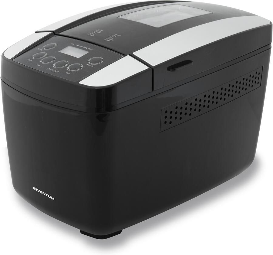 Inventum BM125 Broodbakmachine Brood 900 1200 gram 1 groot 1 dubbel bakblik 12 programma's Glutenvrij PFAS vrij Timer 700 watt Zwart RVS - Foto 1