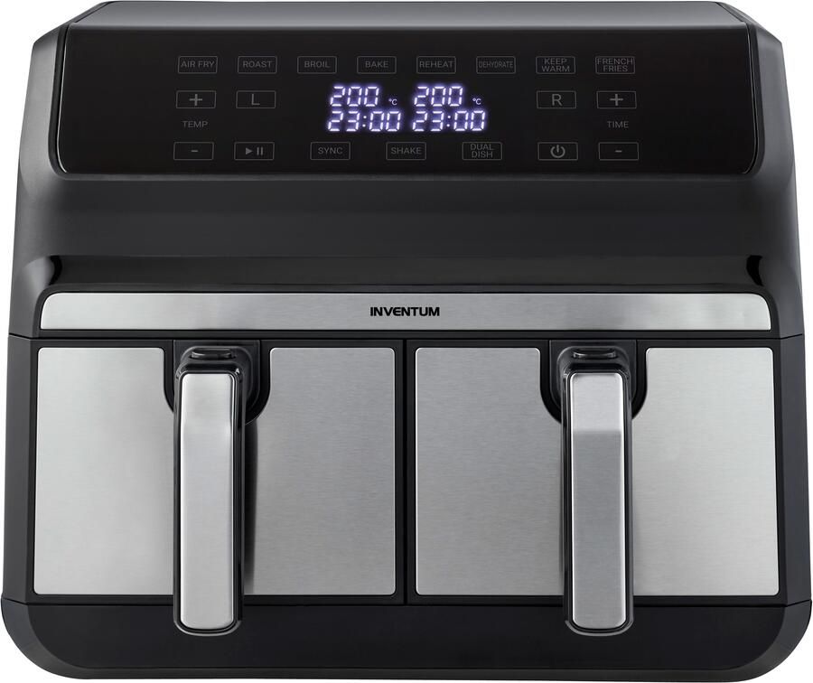 Inventum GF800HLD Dubbele airfryer Hetelucht friteuse 2 x 4 liter 8 programma's Dual cook functie 80 tot 200 graden PFAS vrij 1700 watt Zwart RVS - Foto 2