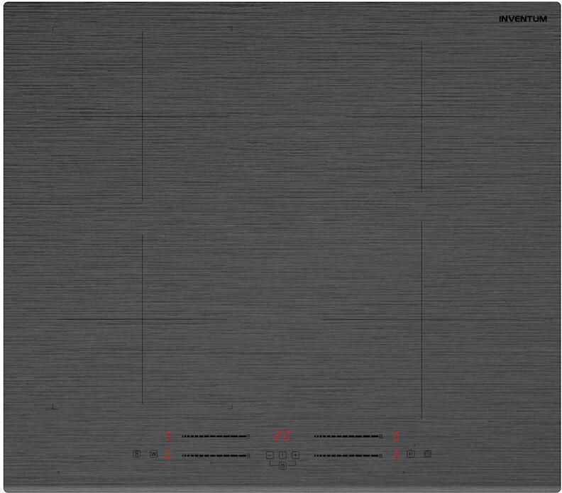 Inventum IKI6035MAT matte inbouw inductiekookplaat 60 cm 1- of 2-fase 4 kookzones Bridgefunctie Boost Timer Kinderslot Facetrand voorzijde Elektrische kookplaat 4 pits Mat Zwart