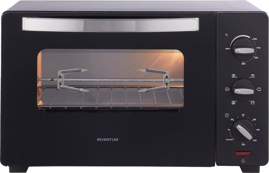 Inventum OV307B Vrijstaande heteluchtoven Draaispit 30 liter 1600 watt 6 programma's Zwart
