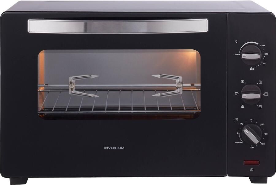 Inventum OV457B Vrijstaande heteluchtoven Draaispit 45 liter 2000 watt 6 programma's Zwart