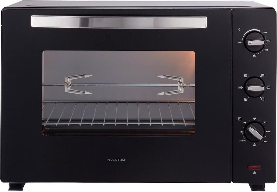 Inventum OV607B Vrijstaande heteluchtoven Draaispit 60 liter 2000 watt 6 programma's Zwart
