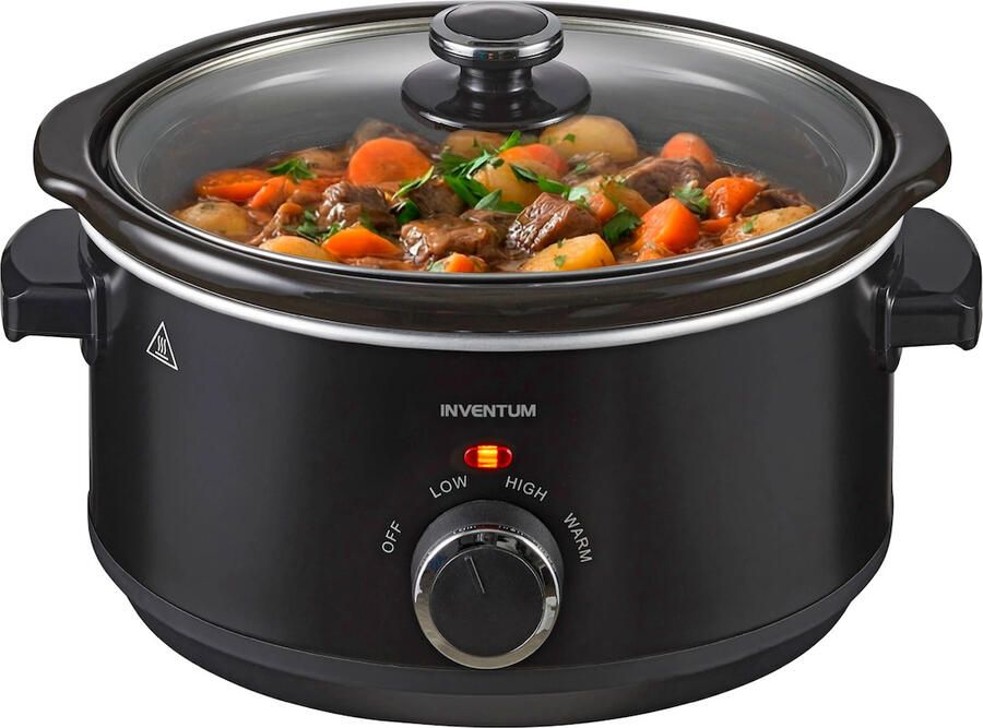 Inventum SC350B Slowcooker 3 5 L Warmhoudfunctie Keramische Binnenpan PFAS-vrij Zwart