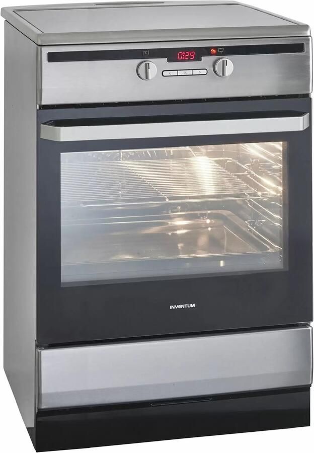 Inventum VFI6042RVS Vrijstaand inductie fornuis Elektrische oven 4 kookzones 60 cm 65 liter RVS Zwart