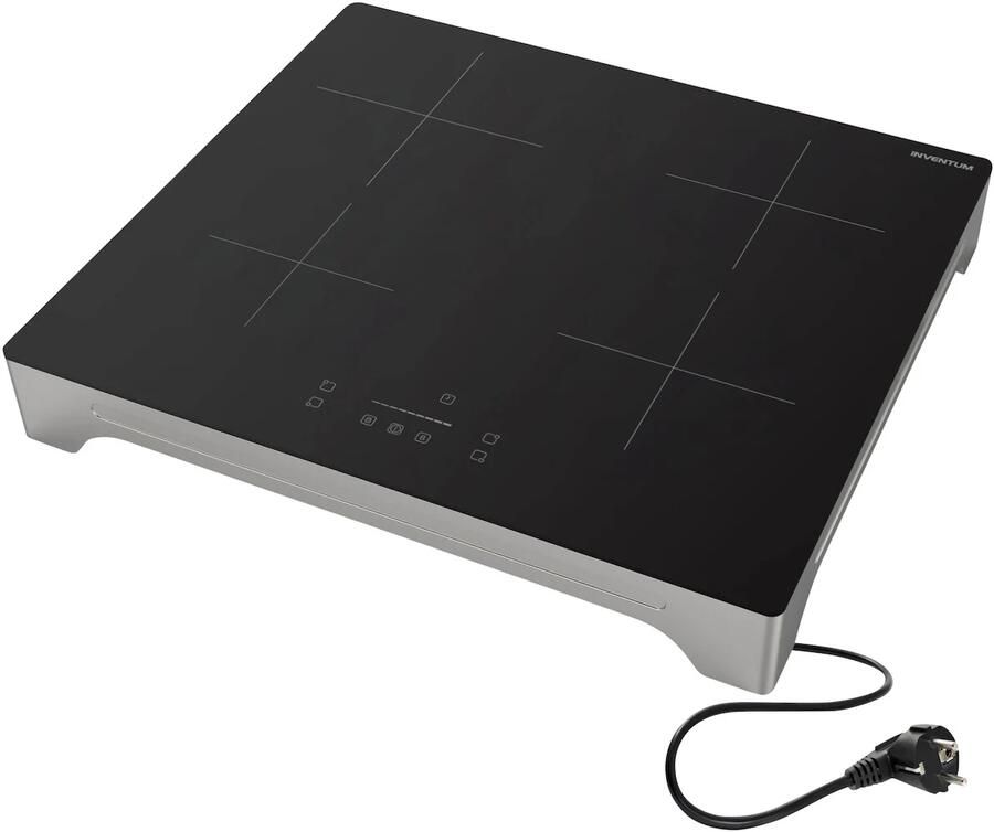 Inventum VKI6010ZIL inductie kookplaat 4 kookzones 59 cm 1-fase plug en play Boost Timer Kinderslot Tot 2600 W Vrijstaand Zilver Zwart