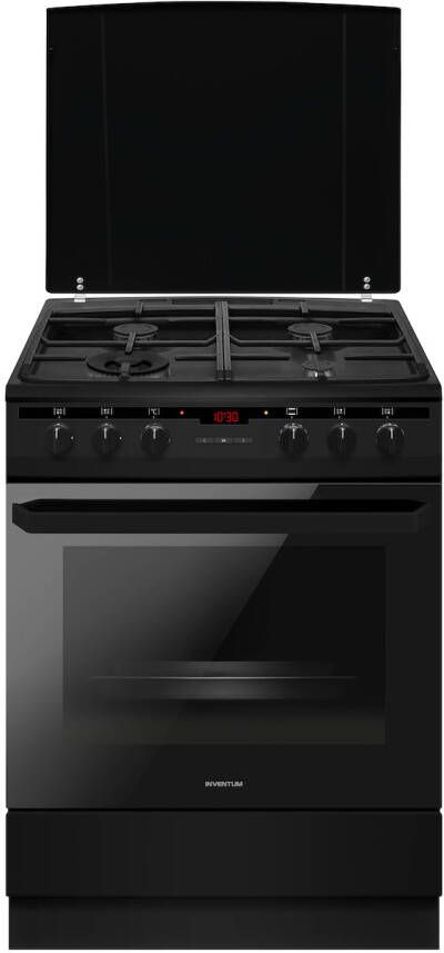 Inventum VFG6034WGZWA Vrijstaand gasfornuis Elektrische oven 4 kookzones 60 cm 65 liter Zwart - Foto 2