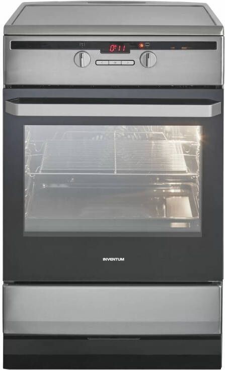 Inventum VFI6042RVS Vrijstaand inductie fornuis Elektrische oven 4 kookzones 60 cm 65 liter RVS Zwart