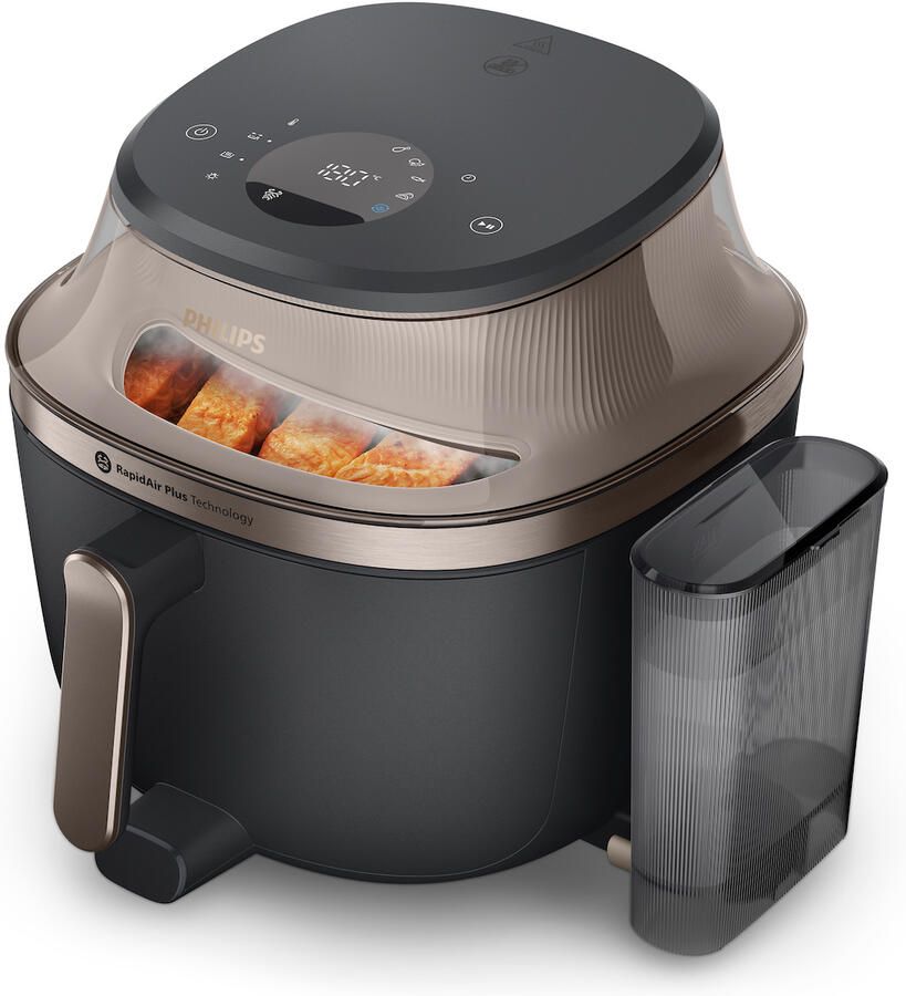 Philips 5000 Series Airfryer NA547 07 Heteluchtfriteuse met Stoomfunctie en Railsysteem 7 2 Liter Zwart
