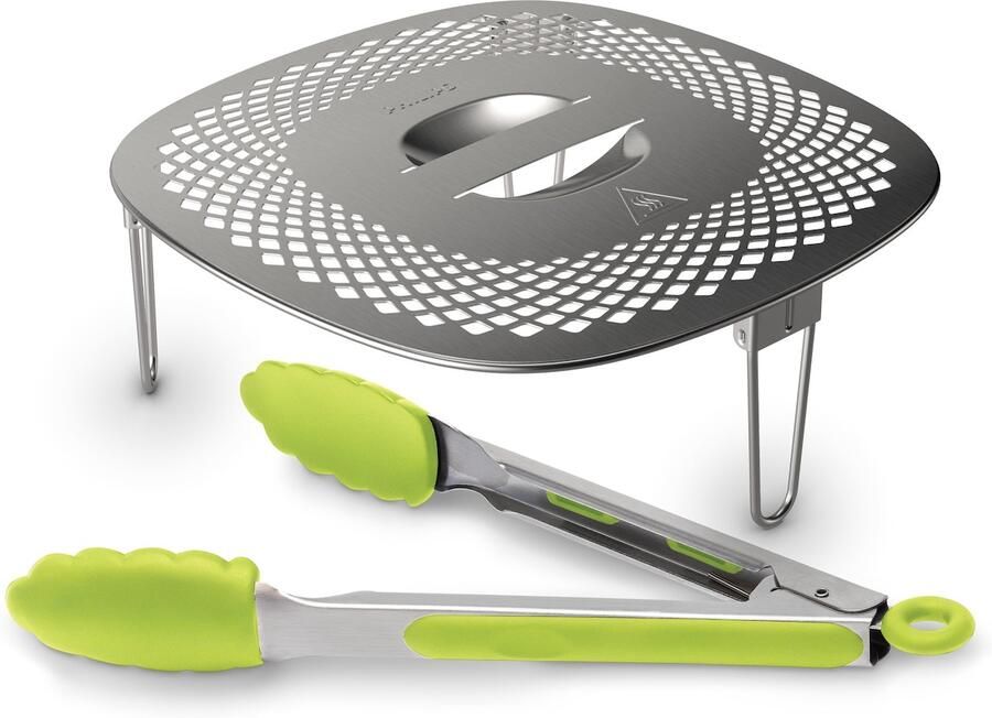 Philips Grillpan-inzet HD9954 01 Snack Profi-Kit Snackdeksel + tang voor Airfryer XXL HD96XX HD97XX HD98XX (3-delig)