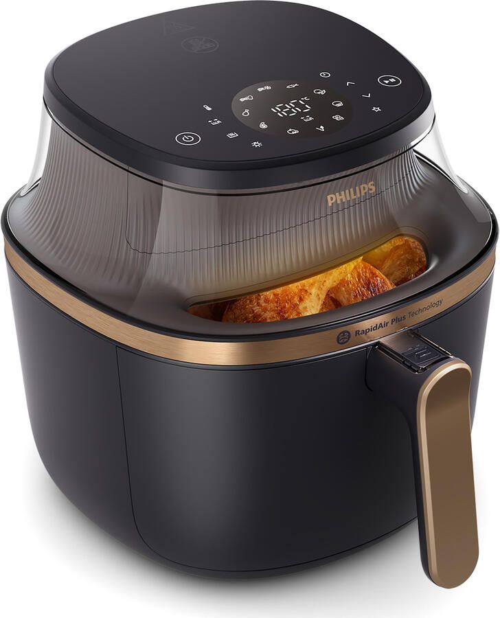 Philips Airfryer 3000 NA342 00 met 7.2L kijkvenster RapidAir Plus technologie en 16 kookfuncties zwart koper - Foto 2